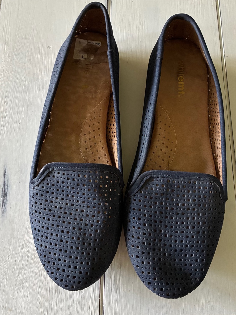 Perforated Navy Blue Women's Slip-On Loafers